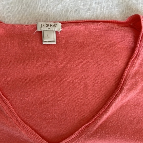 J.Crew Coral V-neck‎ Sweather - Picture 2 of 3